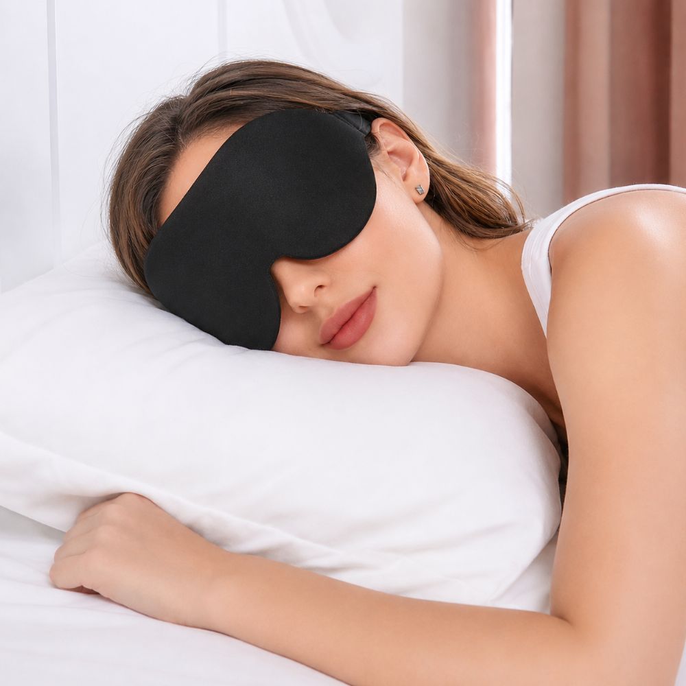 Masque de sommeil haut de gamme porté