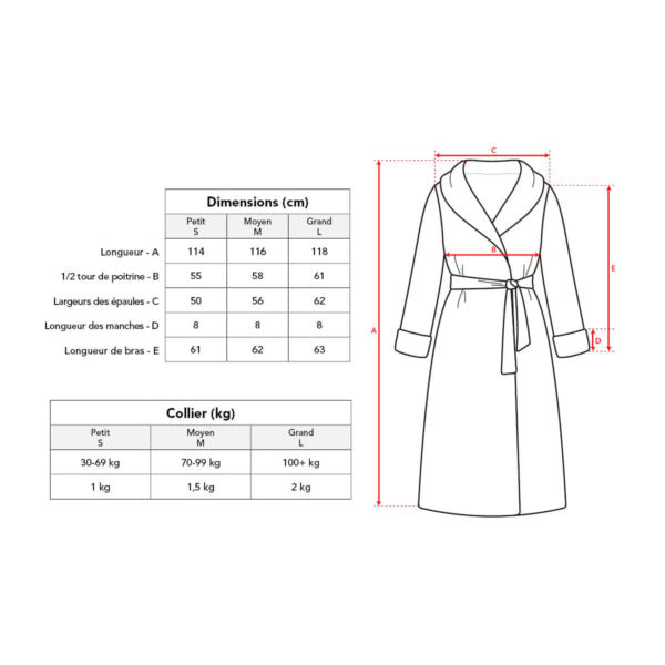 dimensions du peignoir lesté
