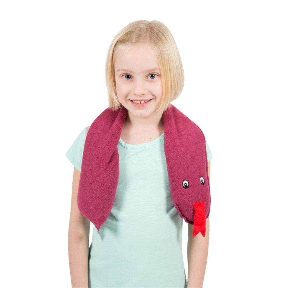 peluche serpent lestée pour épaules mauve