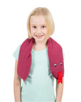 peluche serpent lestée pour épaules mauve